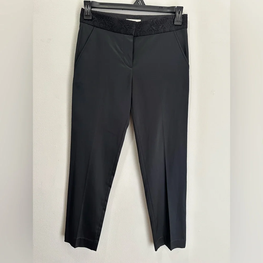 Tory Burch Geoff pants Professional Elegant Ankle Pants Silk Blend Black Sz 2